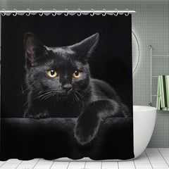 4pcs Cat Shower Curtain Set with Non-Slip Bathroom Rug