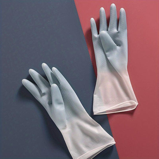 1pc Gradient Dishwashing Gloves Waterproof Rubber Gloves Household