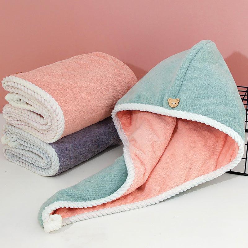 Soft Hair Drying Cap Double Layer Thickened Hair Towel for Women
