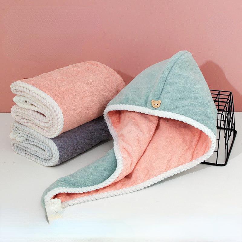 Soft Hair Drying Cap Double Layer Thickened Hair Towel for Women