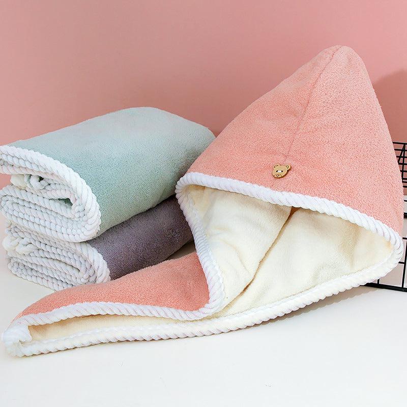 Soft Hair Drying Cap Double Layer Thickened Hair Towel for Women