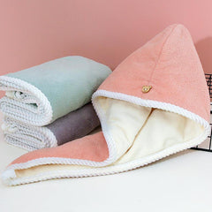 Soft Hair Drying Cap Double Layer Thickened Hair Towel for Women