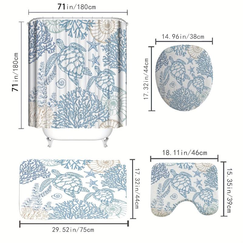 Marine Animal Turtle Shower Curtain Set