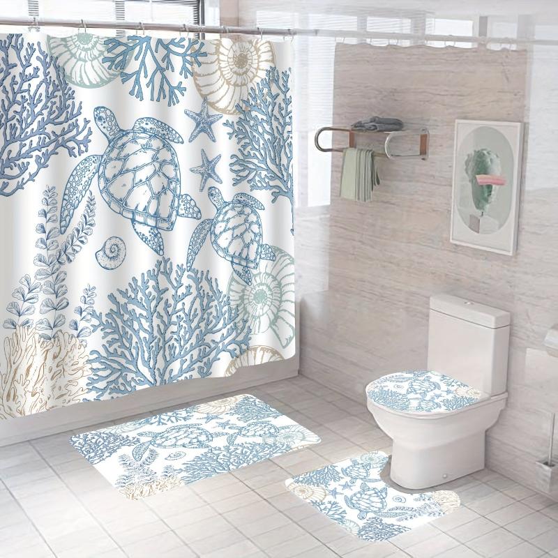 Marine Animal Turtle Shower Curtain Set