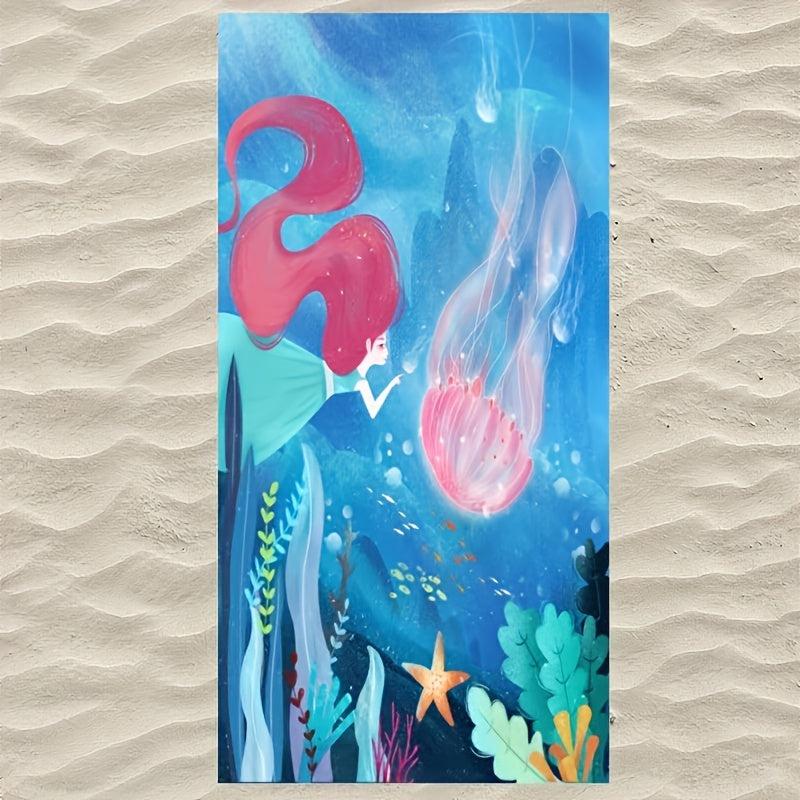 Jellyfish Printed Beach Towel Fast Drying Absorbent Soft Adult Blanket