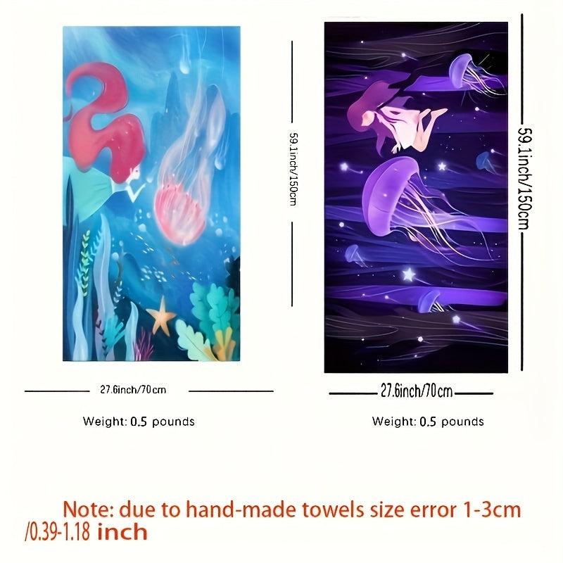 Jellyfish Printed Beach Towel Fast Drying Absorbent Soft Adult Blanket