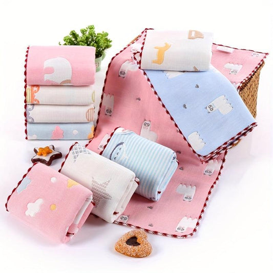 3pcs Animal Washcloth for Kids Babies Soft Cotton Towel Checkered Pattern
