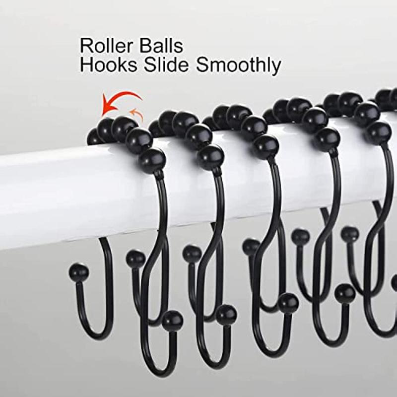 12pcs Stainless Steel Shower Curtain Rings Anti Drop Double Hooks