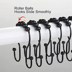 12pcs Stainless Steel Shower Curtain Rings Anti Drop Double Hooks