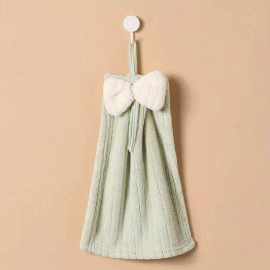2pcs Bow Hanging Towel Soft and Absorbent for Quick Drying Hands & Dishes