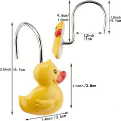 12pcs Duck Shower Curtain Hook Decorative Rustproof Bathroom Accessories