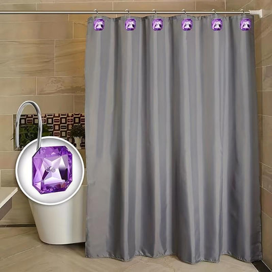 12pcs Purple Acrylic Rhinestone Shower Curtain Hooks