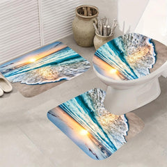 Sea Wave Shower Curtain Set with Bathroom Accessories