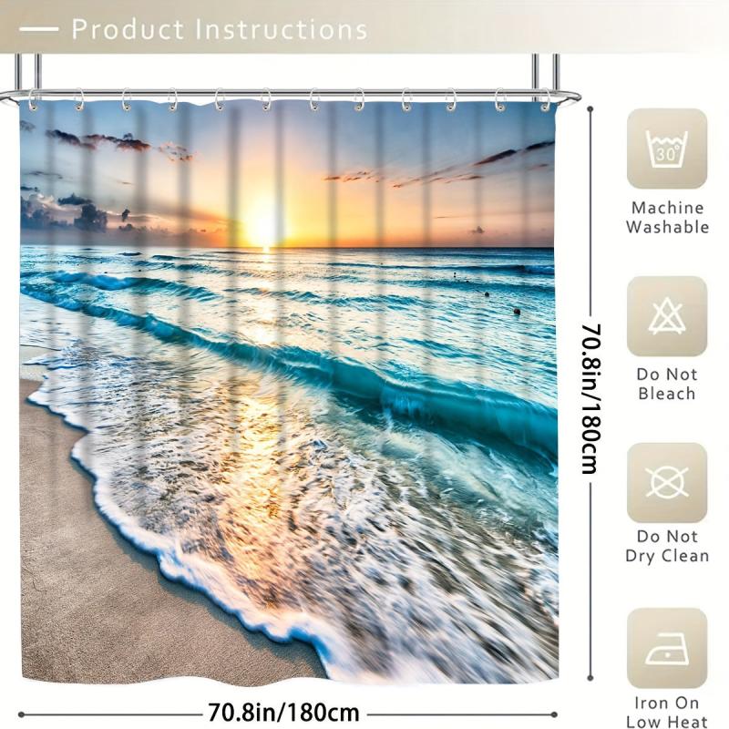 Sea Wave Shower Curtain Set with Bathroom Accessories