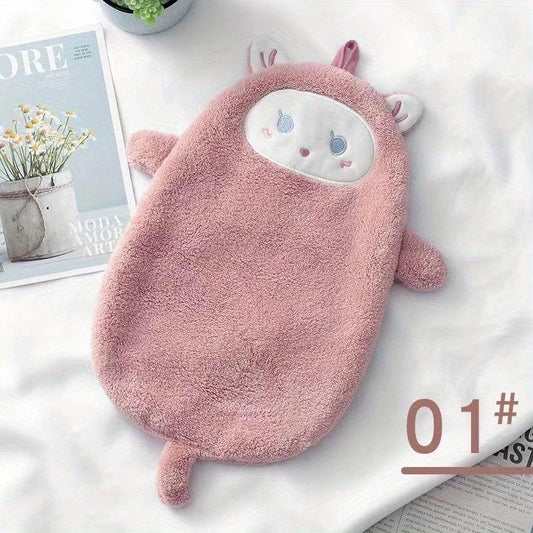 Creative Cartoon Hand Towel Thick Coral Fleece Absorbent Towel For Bathroom