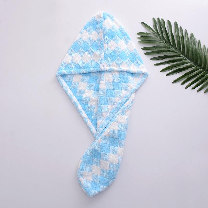 2pcs Plaid Pattern Hair Towel Wrap - Absorbent Quick Dry Coral Fleece Towels