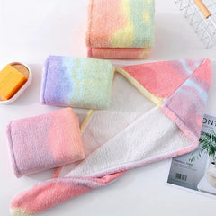 Waterproof Rainbow Shower Cap Hair Turban Absorbent Bathroom Accessory