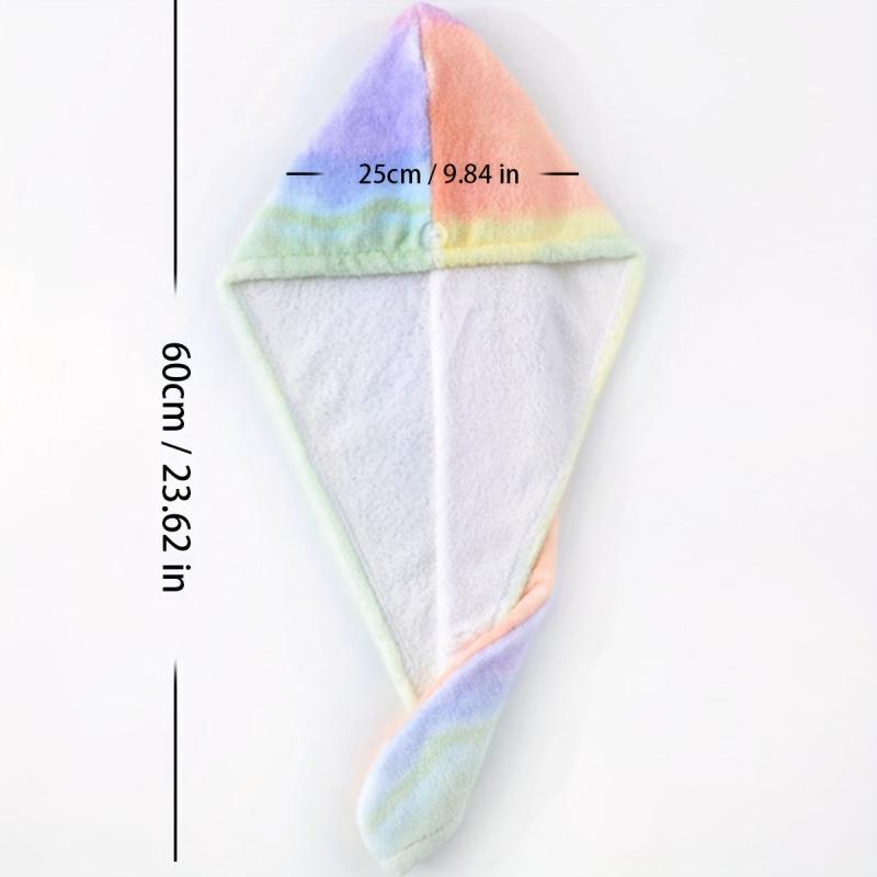 Waterproof Rainbow Shower Cap Hair Turban Absorbent Bathroom Accessory