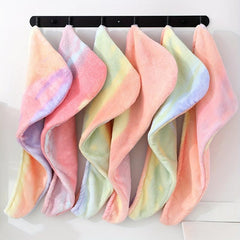 Waterproof Rainbow Shower Cap Hair Turban Absorbent Bathroom Accessory