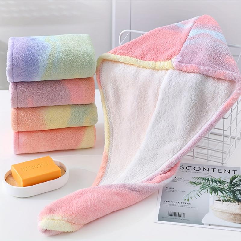Waterproof Rainbow Shower Cap Hair Turban Absorbent Bathroom Accessory