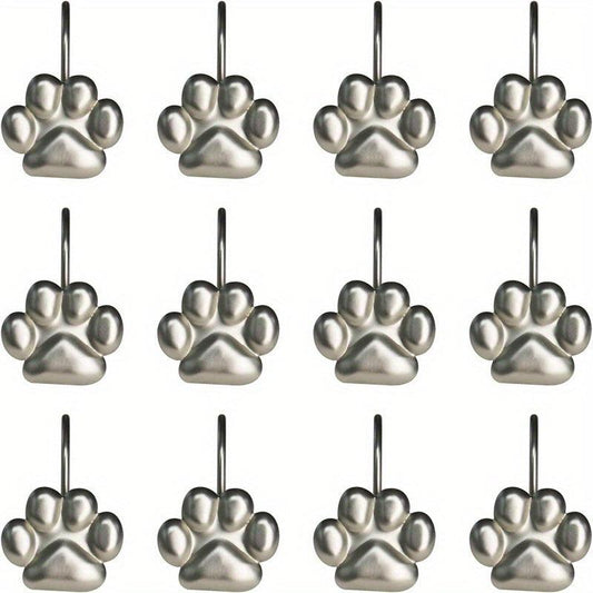 12pcs Paw Print Shower Curtain Hooks - Rust Proof and Fashionable