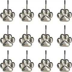 12pcs Paw Print Shower Curtain Hooks - Rust Proof and Fashionable