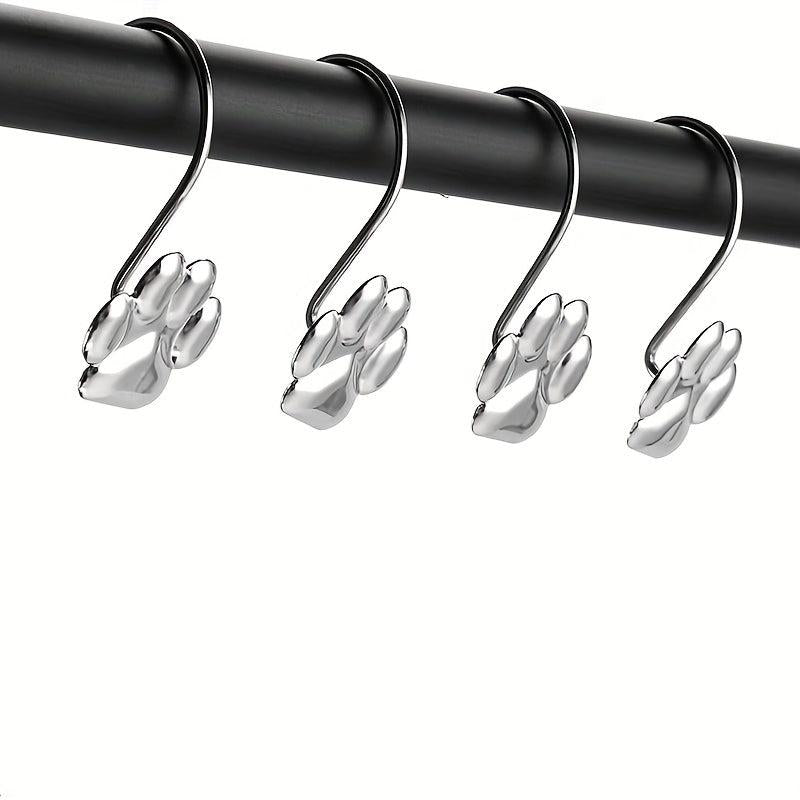 12pcs Paw Print Shower Curtain Hooks - Rust Proof and Fashionable