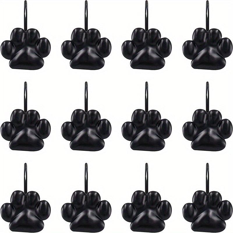 12pcs Paw Print Shower Curtain Hooks - Rust Proof and Fashionable