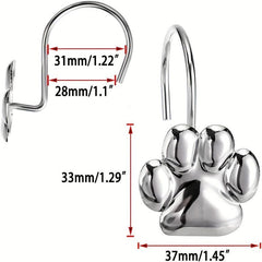 12pcs Paw Print Shower Curtain Hooks - Rust Proof and Fashionable