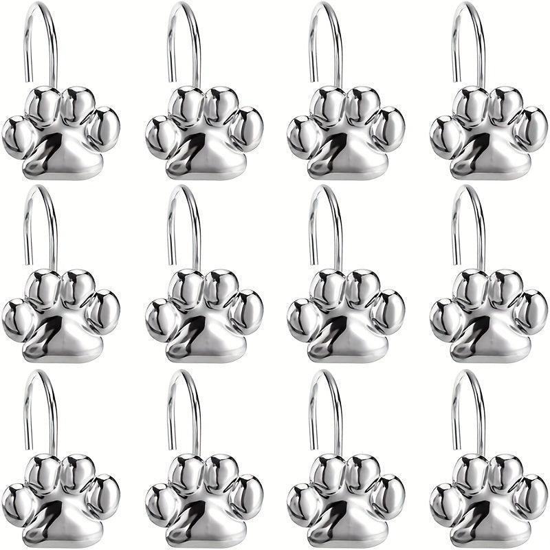 12pcs Paw Print Shower Curtain Hooks - Rust Proof and Fashionable