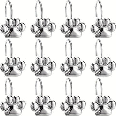 12pcs Paw Print Shower Curtain Hooks - Rust Proof and Fashionable