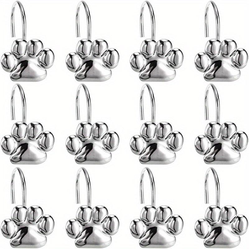 12pcs Paw Print Shower Curtain Hooks - Rust Proof and Fashionable