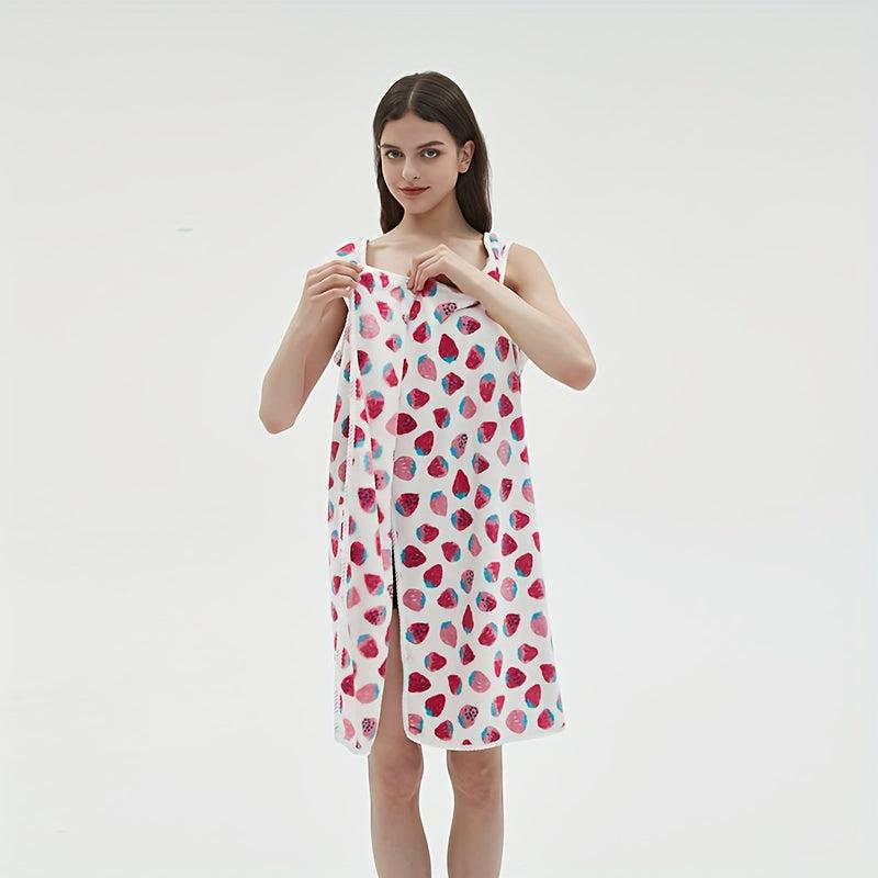 Strawberry Pattern Wearable Bath Towel Bath Skirt For Women