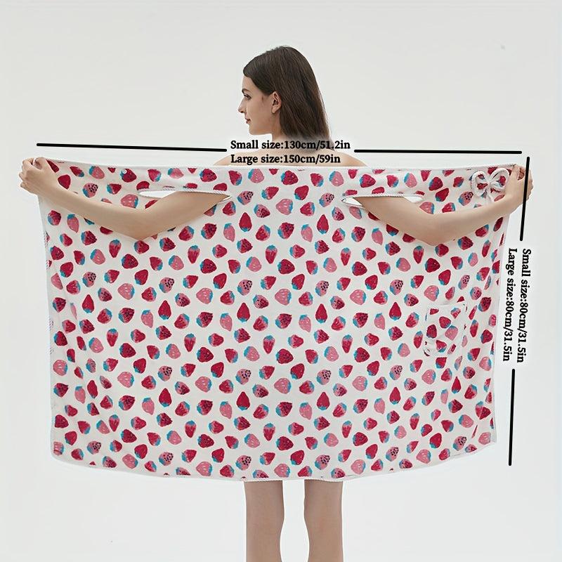 Strawberry Pattern Wearable Bath Towel Bath Skirt For Women