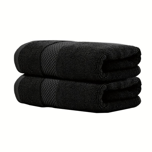 2pcs Solid Cotton Hand Towels Set - Soft & Absorbent - Bathroom Gym Spa Supplies