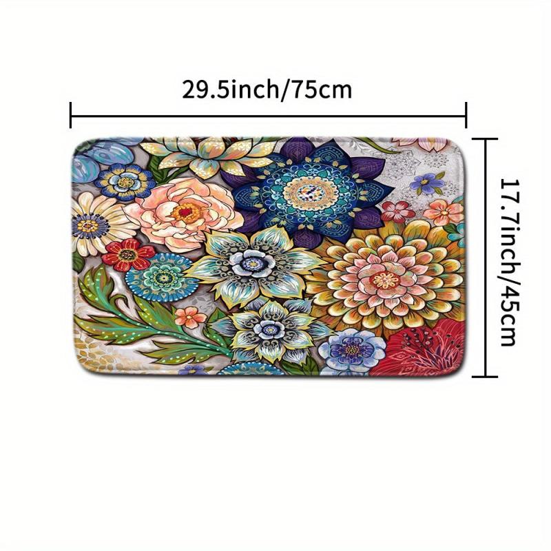 Boho Flower Shower Curtain And Bathroom Mats Set