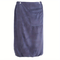 Men's Solid Bath Skirt Towel with Pocket Soft Absorbent Shower Wrap