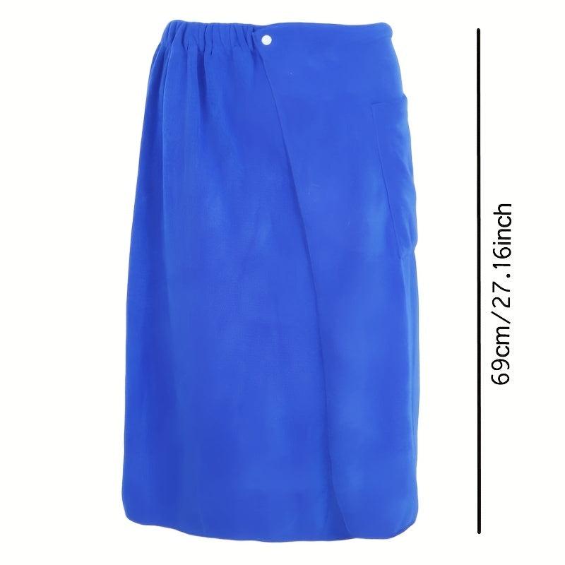 Men's Solid Bath Skirt Towel with Pocket Soft Absorbent Shower Wrap