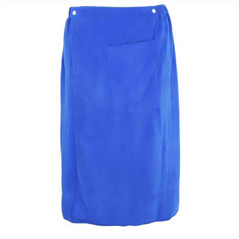 Men's Solid Bath Skirt Towel with Pocket Soft Absorbent Shower Wrap