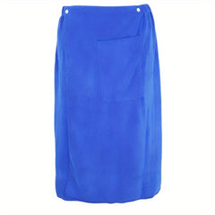 Men's Solid Bath Skirt Towel with Pocket Soft Absorbent Shower Wrap