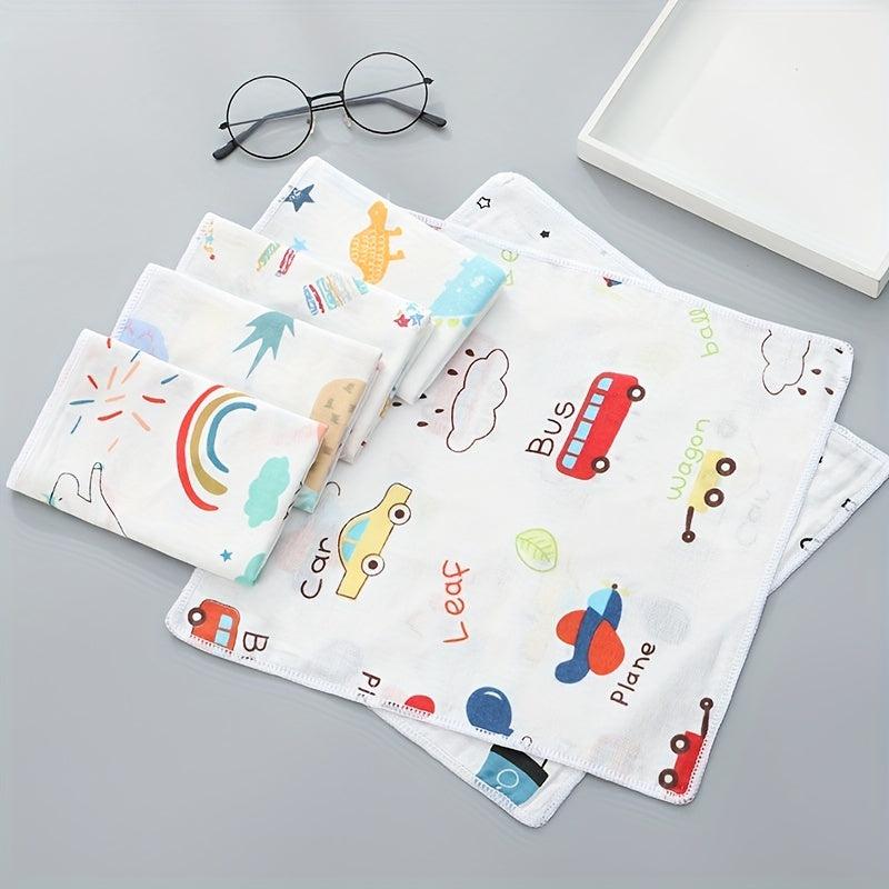 5pcs Cartoon Baby Washcloth Set Soft Handkerchief Absorbent Towel