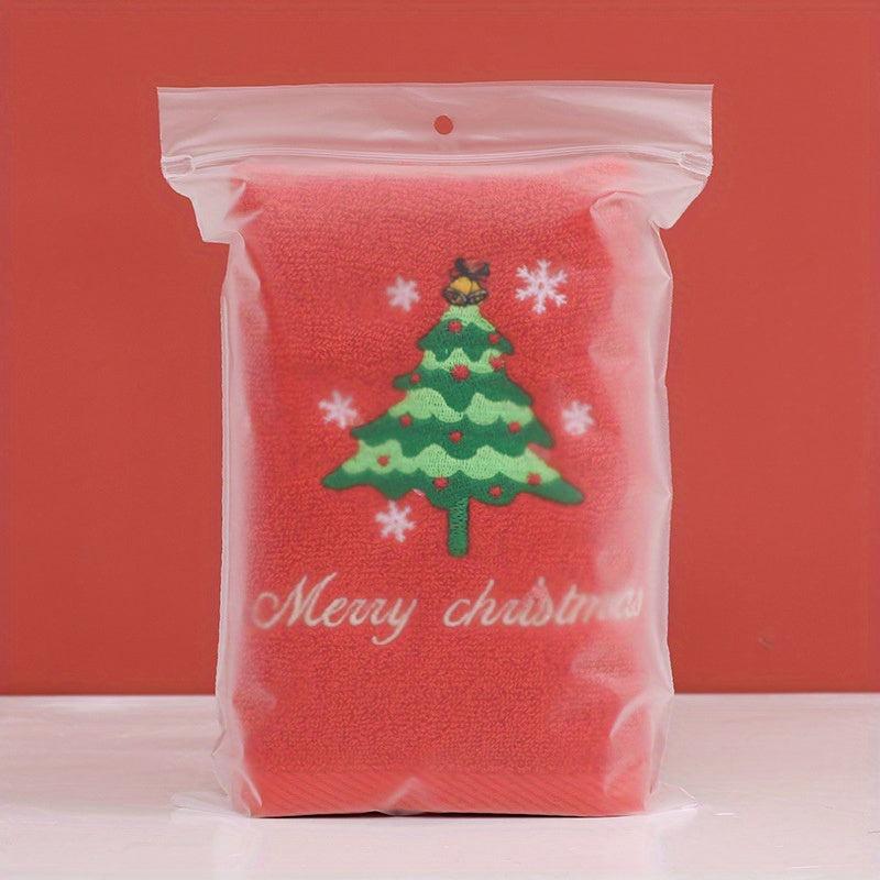 2pcs Christmas Embroidered Hand Towel Soft Face Towel for Bathroom