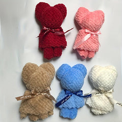 1pc Bear Towel Soft Washcloth Handkerchief for Home Bathroom Gift