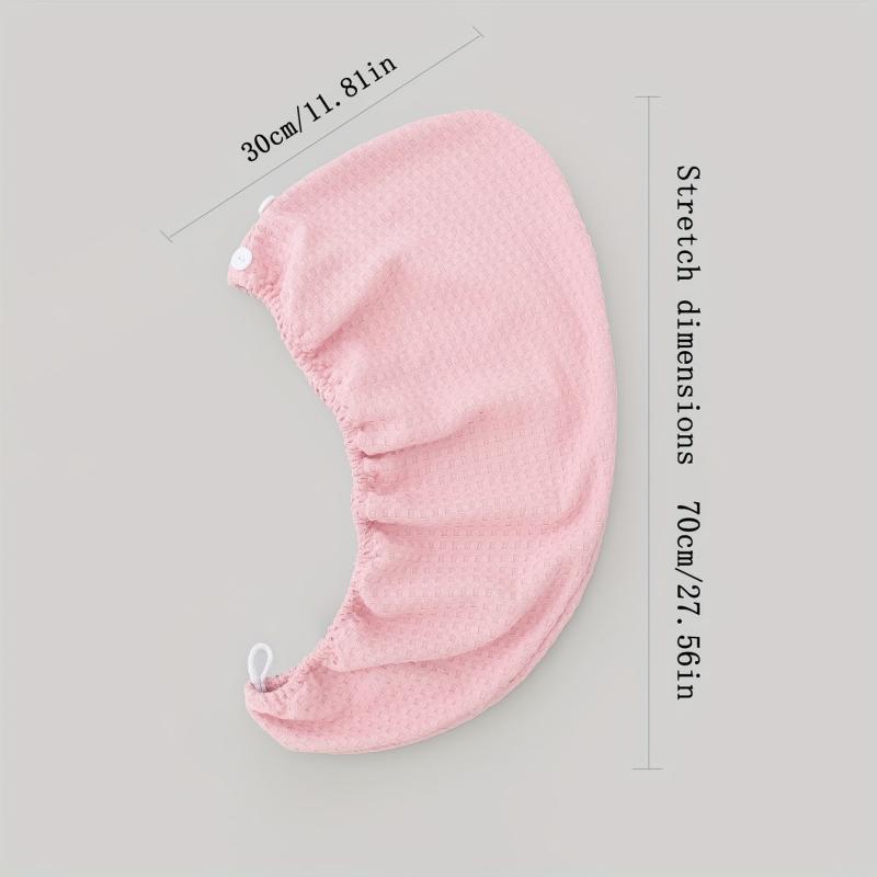 Microfiber Hair Towel with Button, Soft Drying Cap