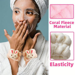 2pcs Cartoon Wrist Towels for Girls - Absorbent Wristbands for Face Washing