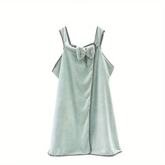 Sleeveless Coral Fleece Bath Towel Spaghetti Strap Bathrobe With Bow Tie