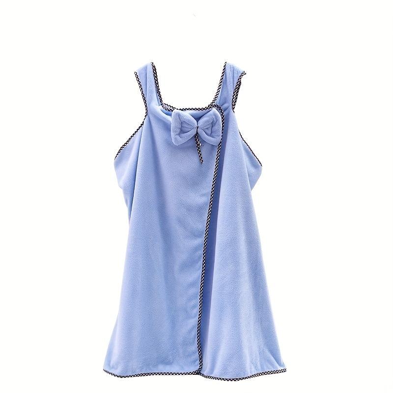 Sleeveless Coral Fleece Bath Towel Spaghetti Strap Bathrobe With Bow Tie