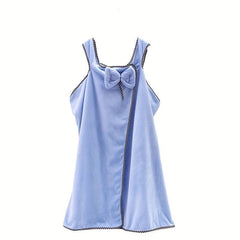 Sleeveless Coral Fleece Bath Towel Spaghetti Strap Bathrobe With Bow Tie