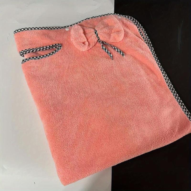 Sleeveless Coral Fleece Bath Towel Spaghetti Strap Bathrobe With Bow Tie