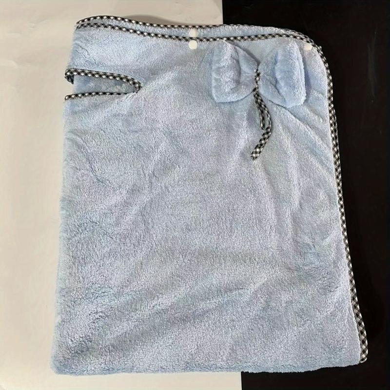 Sleeveless Coral Fleece Bath Towel Spaghetti Strap Bathrobe With Bow Tie